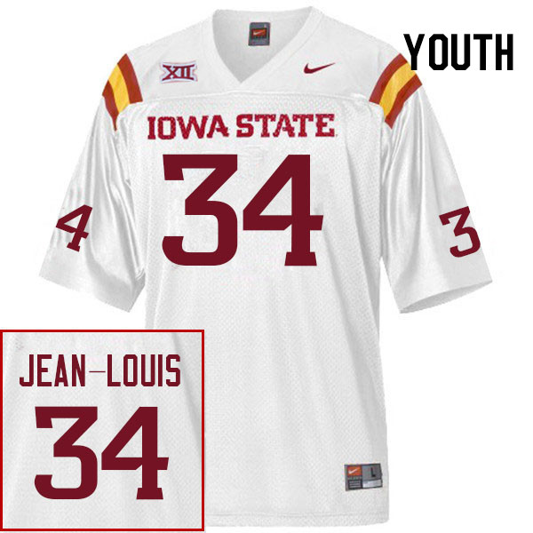 Youth #34 Iowa State Cyclones College Football Jerseys Stitched Sale-White